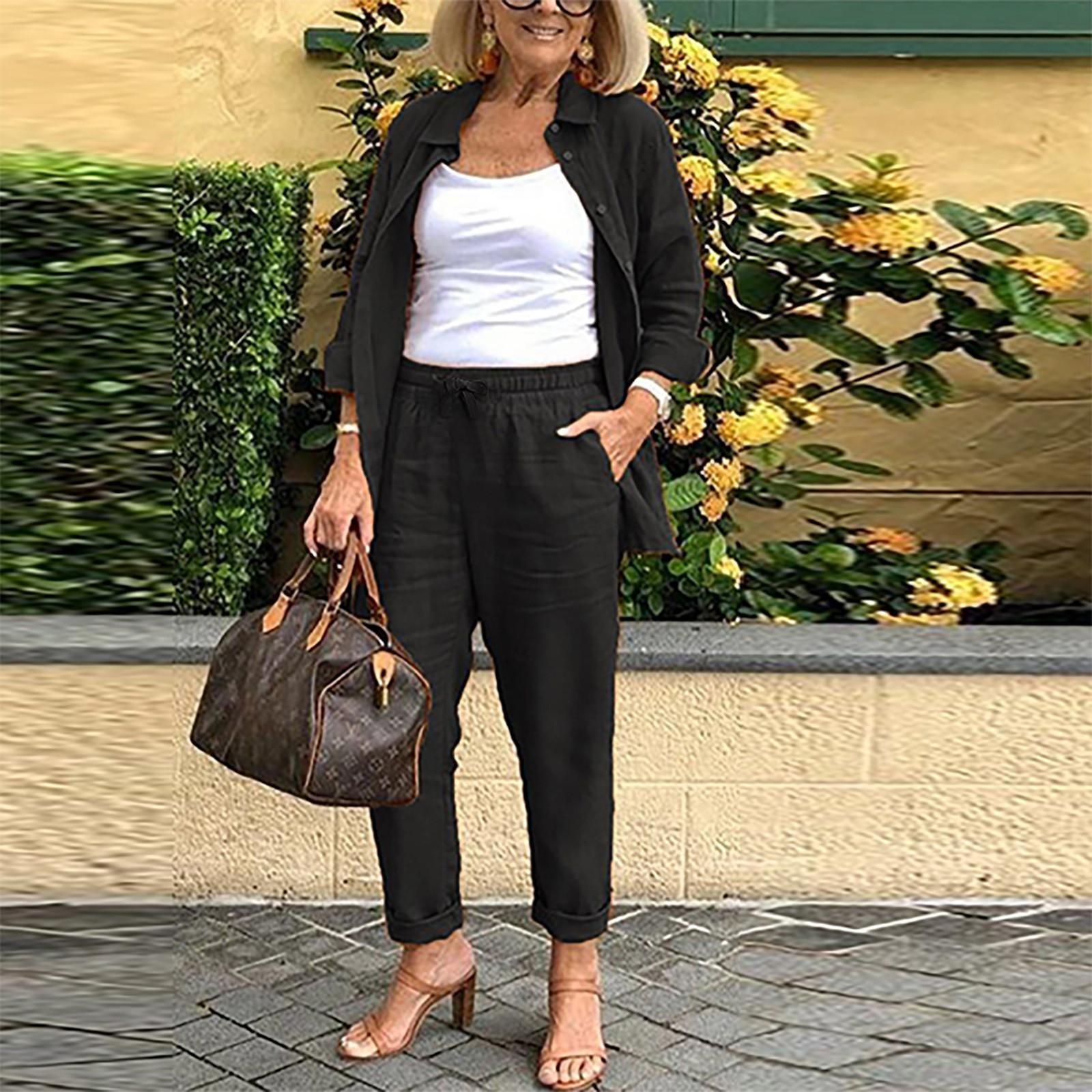 Autumn Spring Casual Suit Women Cotton Linen 2 Piece Set Solid Color Loose Button Shirt + Pants Sets Daily Women s Clothing XS чорний
Autumn Spring Casual Suit Women Cotton Linen 2 Piece Set Solid Color Loose Button Shirt + Pants Sets Daily Women s Clothing XS чорний