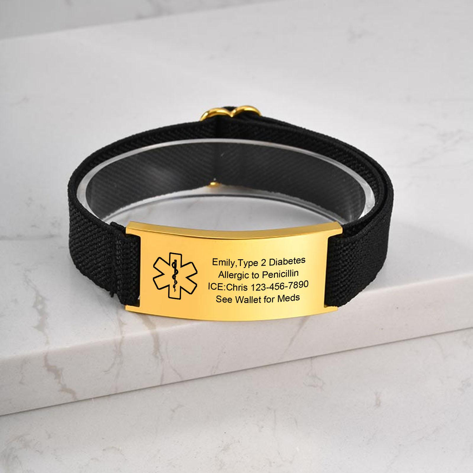 Medical Alert Bracelet for Men Women,Personalized Stainless Steel Elastic Strap Wristband,Gifts for Family Grandparents Patient 23CM
Medical Alert Bracelet for Men Women,Personalized Stainless Steel Elastic Strap Wristband,Gifts for Family Grandparents Patient 23CM