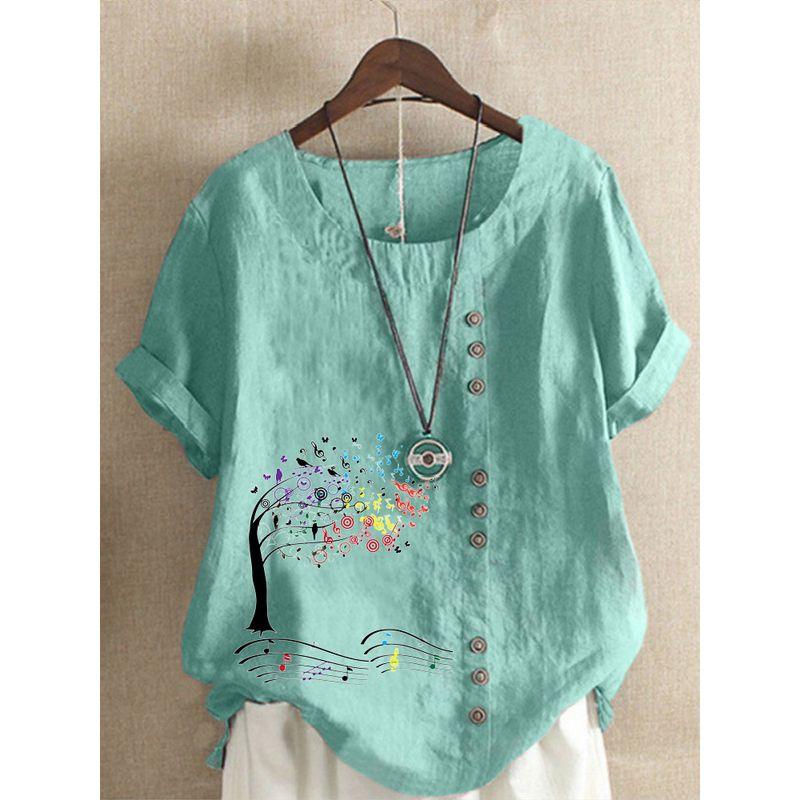 Pattern round Neck Tree Loose Short Sleeve Shirt Notes Grass Green 4XL
Pattern round Neck Tree Loose Short Sleeve Shirt Notes Grass Green 4XL