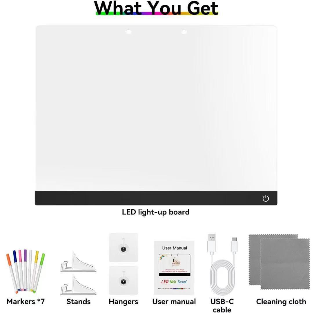 LED Fluorescent Acrylic Message Board - Erasable RGB Light-Up Writing Surface
LED Fluorescent Acrylic Message Board - Erasable RGB Light-Up Writing Surface