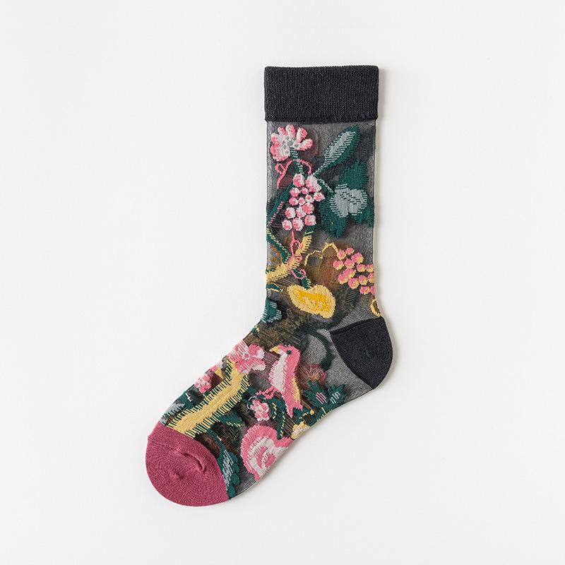 Mid Calf Socks with Floral and Bird Pattern Embroidery Comfortable Breathable Fabric Soft Texture Suitable for Daily Wear One Size
Mid Calf Socks with Floral and Bird Pattern Embroidery Comfortable Breathable Fabric Soft Texture Suitable for Daily Wear One Size