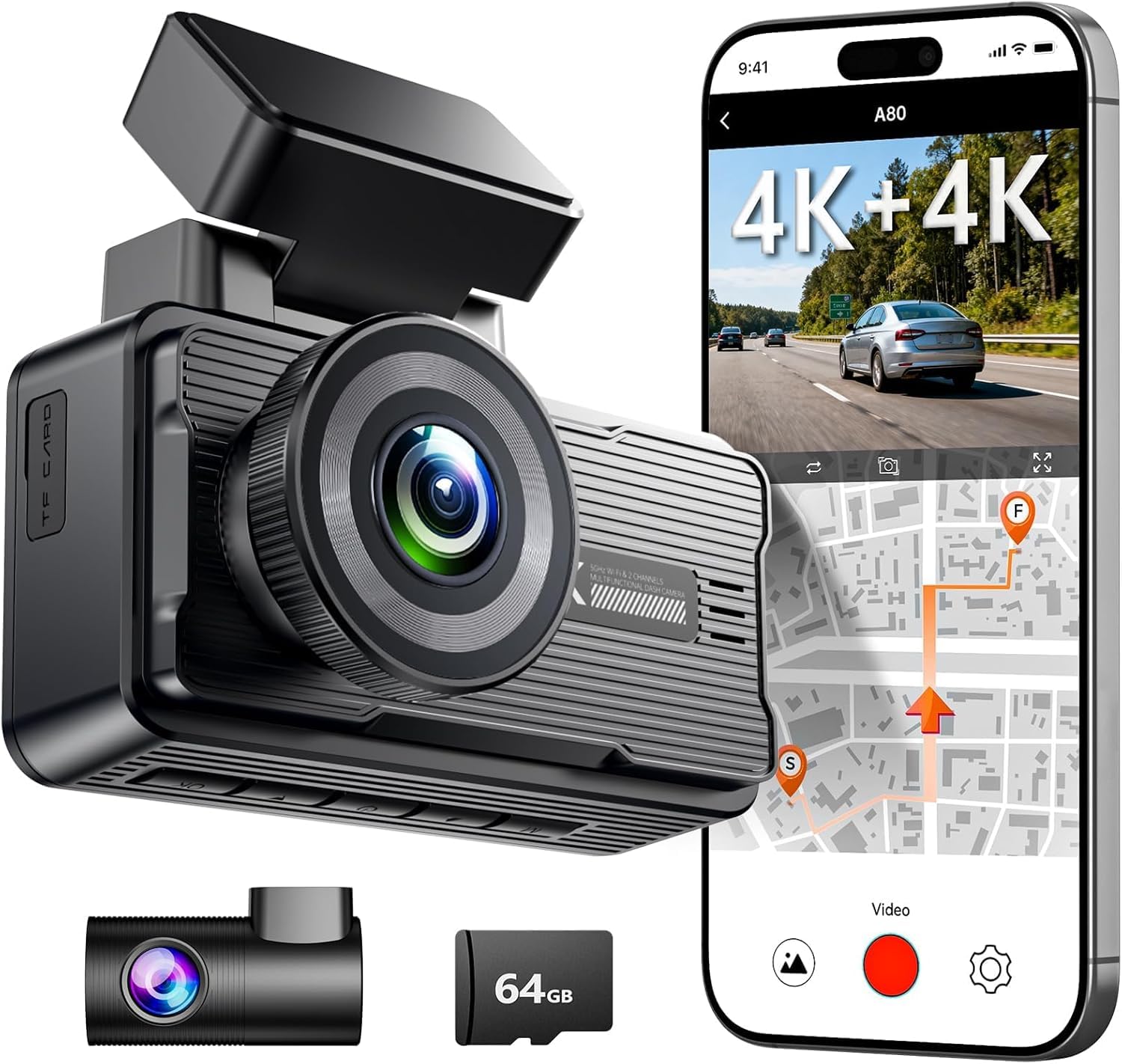 OKYES Dashcam with Front and Rear Cameras Latest Smartphone Easy Image Adjustable Startup High Temperature LED Signal Vehicle 64GB Memory Card чорний
OKYES Dashcam with Front and Rear Cameras Latest Smartphone Easy Image Adjustable Startup High Temperature LED Signal Vehicle 64GB Memory Card чорний