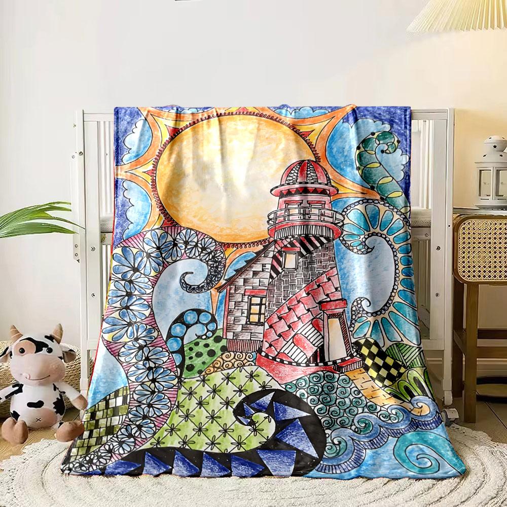 Stylized lighthouse surrounded by vibrant waves, patterns, and a glowing sun. for all seasons blanket lunch break throw gift 80cm x 120cm
Stylized lighthouse surrounded by vibrant waves, patterns, and a glowing sun. for all seasons blanket lunch break throw gift 80cm x 120cm