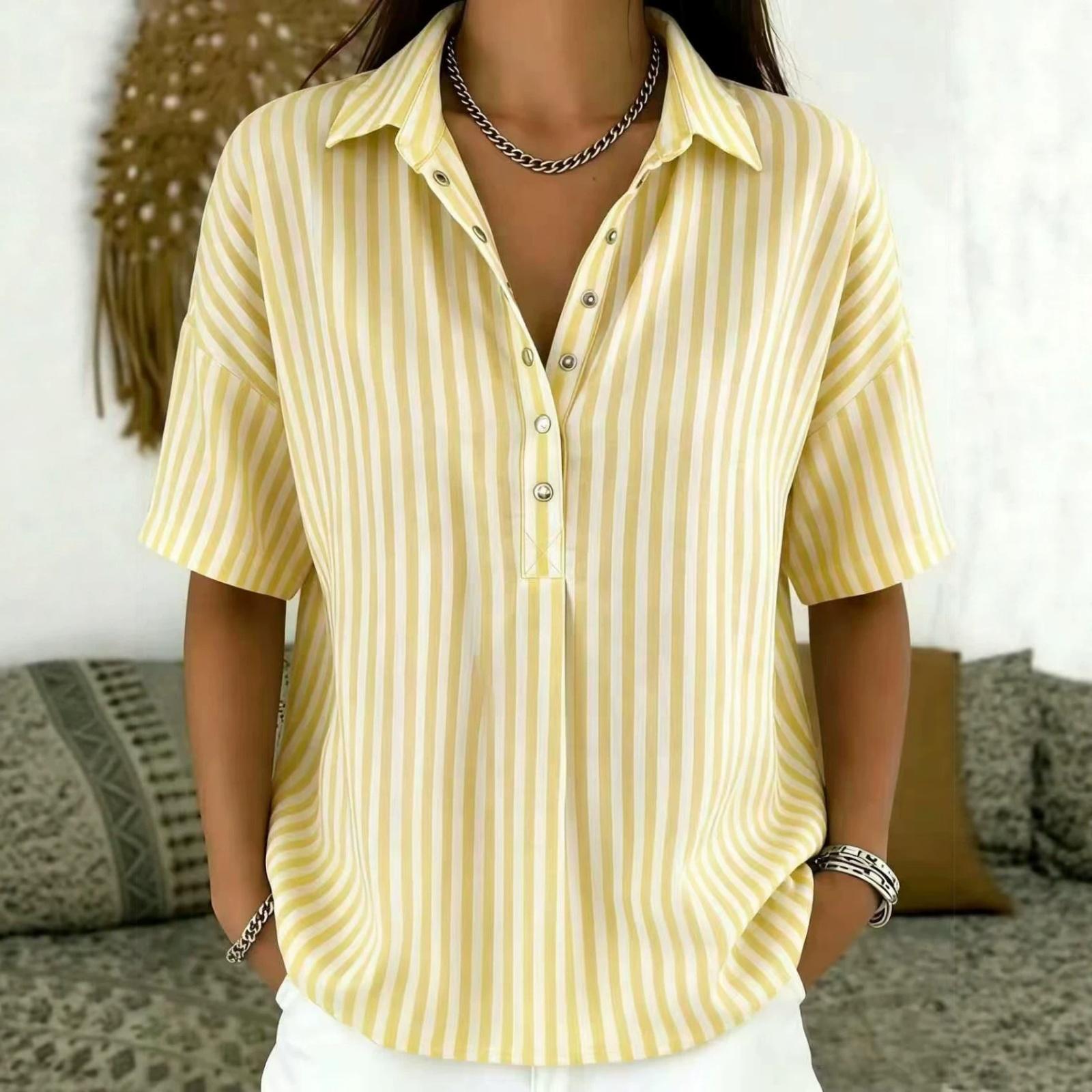 Women s Fashionable Casual Striped Collared Button-Down Short-Sleeve Loose-Fit Top XL
Women s Fashionable Casual Striped Collared Button-Down Short-Sleeve Loose-Fit Top XL
