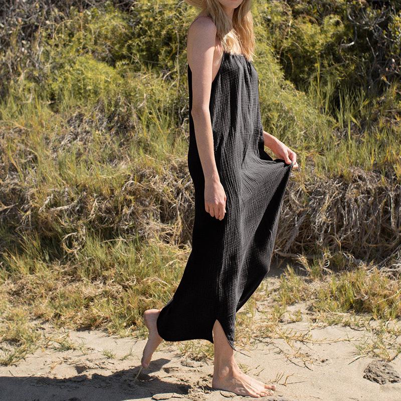 Платье Сексуальное на тонких бретельках Повседневное Свободное Праздничное Пляжное Вечернее Элегантное Платье S чёрный