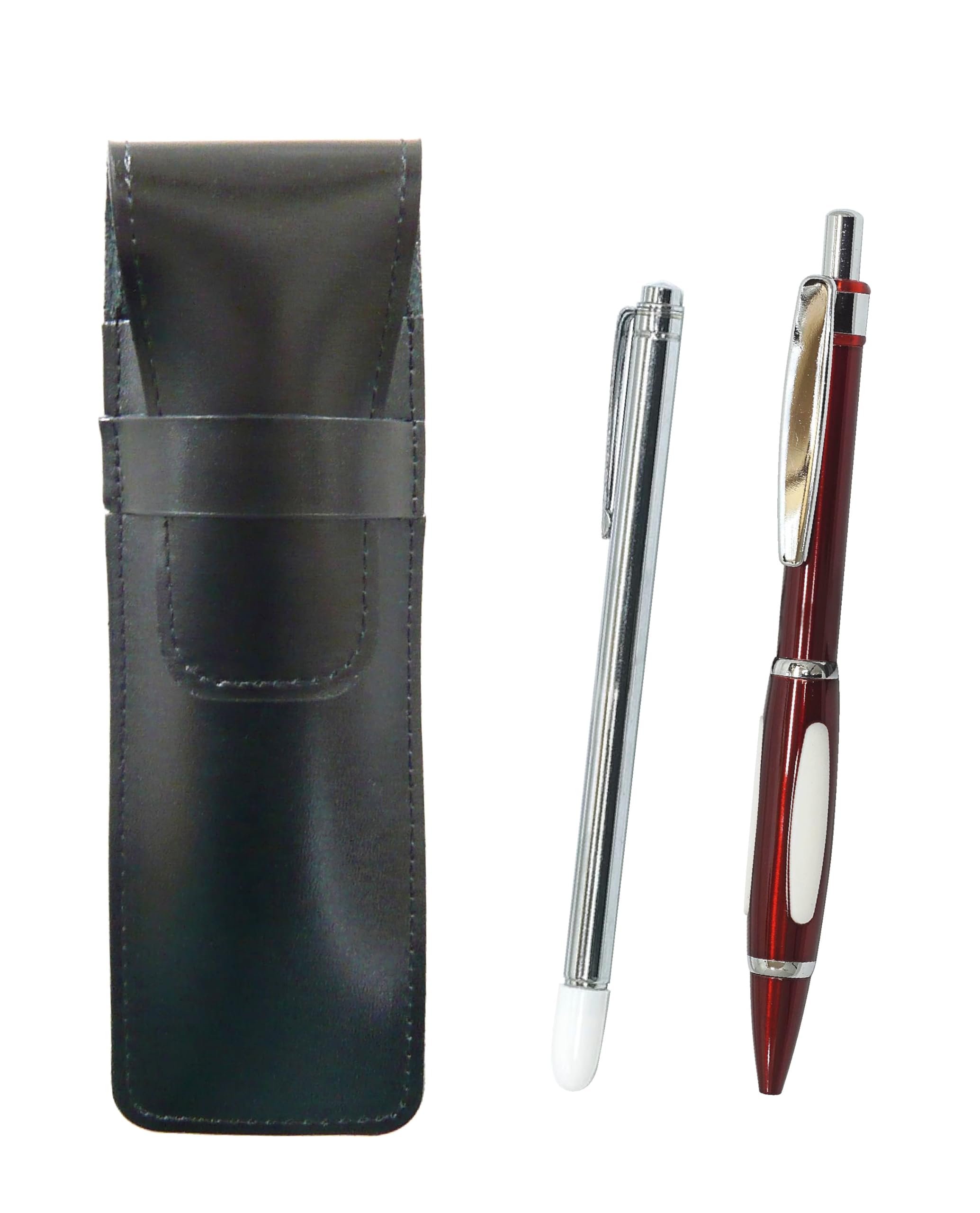 Slim cowhide pencil case black metal indicator stick and metal scorpion shocking ballpoint pen set red ASB-701S-B989A-R
Slim cowhide pencil case black metal indicator stick and metal scorpion shocking ballpoint pen set red ASB-701S-B989A-R