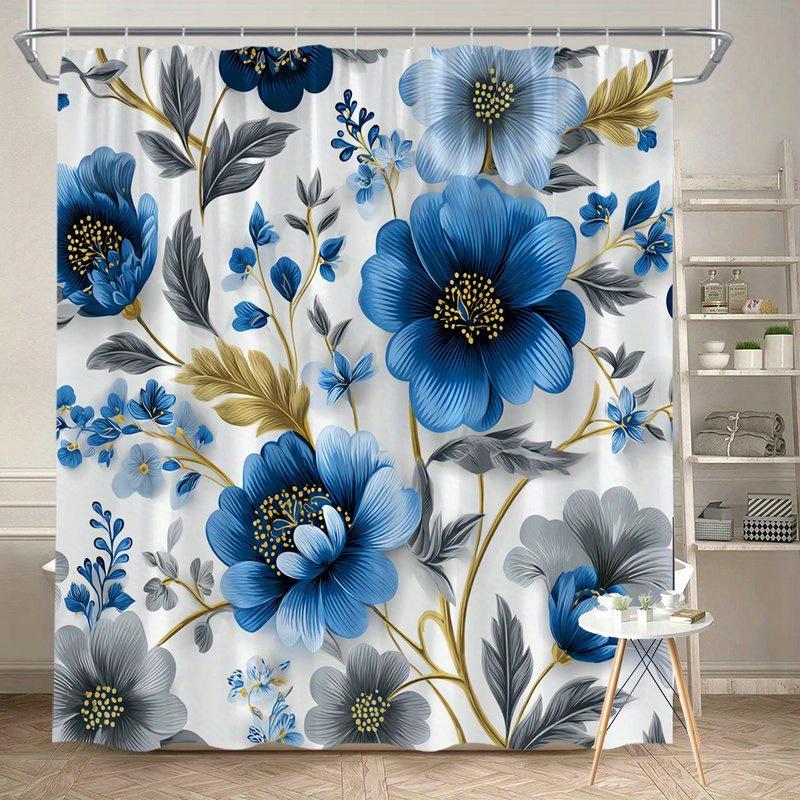 1 Piece Blue Floral And Gray Leaf Shower Curtain, Polyester Fabric, Machine Washable, Suitable For Bathroom Decoration W60H190(CM)-1 Pcs
1 Piece Blue Floral And Gray Leaf Shower Curtain, Polyester Fabric, Machine Washable, Suitable For Bathroom Decoration W60H190(CM)-1 Pcs
