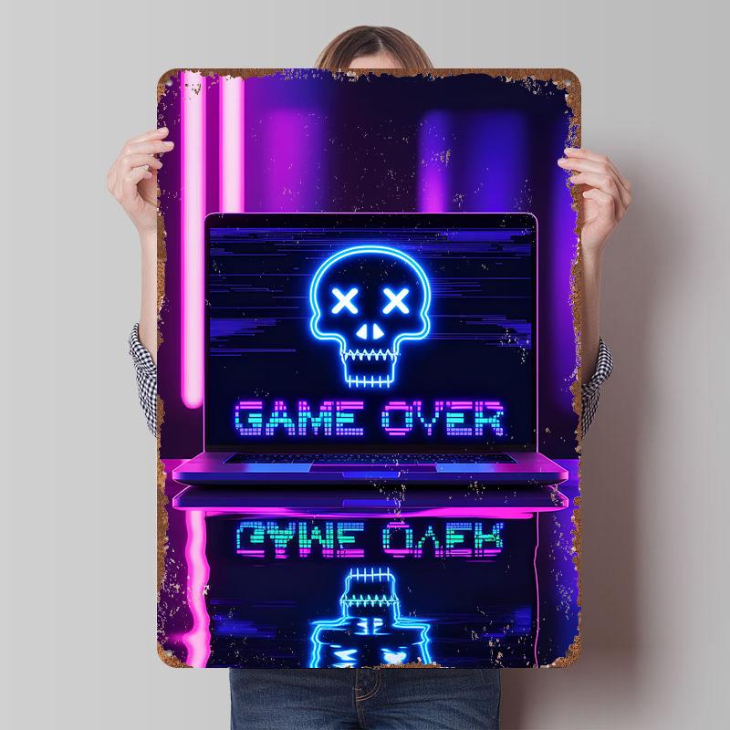 Game Over Neon Skull Tin Plaque Poster Customized Wall Art Retro Vintage Metal Signs for Man Cave Living Room Decoration Decor 7.9x11.8In(20x30cm)
Game Over Neon Skull Tin Plaque Poster Customized Wall Art Retro Vintage Metal Signs for Man Cave Living Room Decoration Decor 7.9x11.8In(20x30cm)