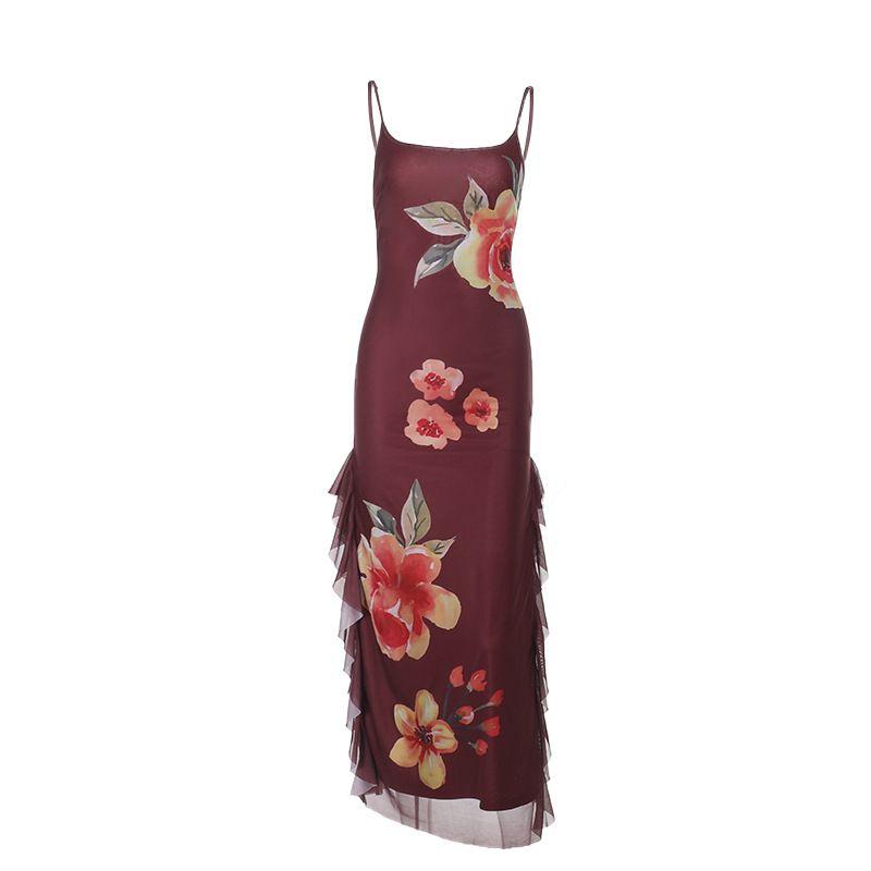 Outfitgirl6 Brown Temperament Youthful-Looking Flower Floral Print Slit Sheath Suspender Skirt Dress Party Dress Brown L
Outfitgirl6 Brown Temperament Youthful-Looking Flower Floral Print Slit Sheath Suspender Skirt Dress Party Dress Brown L