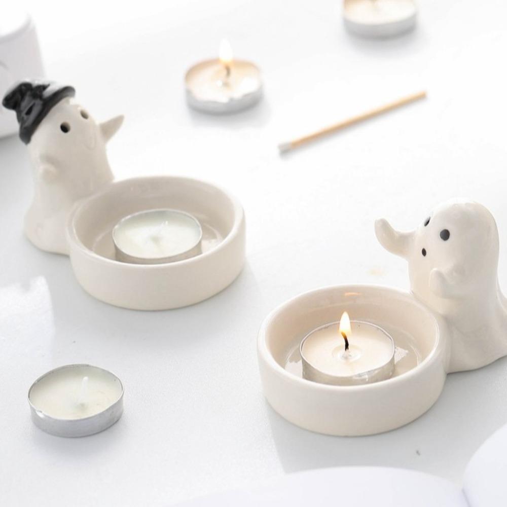 Cartoon Ghost Halloween Candlestick Cute Tealight Candlestick Elegant Candle Holder Home Desktop чорний
Cartoon Ghost Halloween Candlestick Cute Tealight Candlestick Elegant Candle Holder Home Desktop чорний
