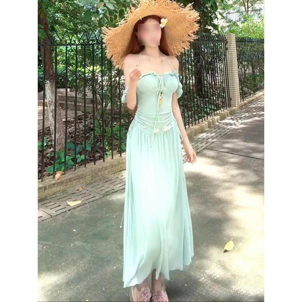 Мятно-зеленое платье с открытыми плечами для приморского отдыха, уникальное и красивое плиссированное талия, А-образная длинная юбка XL- (recommended 110-60kg)
Мятно-зеленое платье с открытыми плечами для приморского отдыха, уникальное и красивое плиссированное талия, А-образная длинная юбка XL- (recommended 110-60kg)