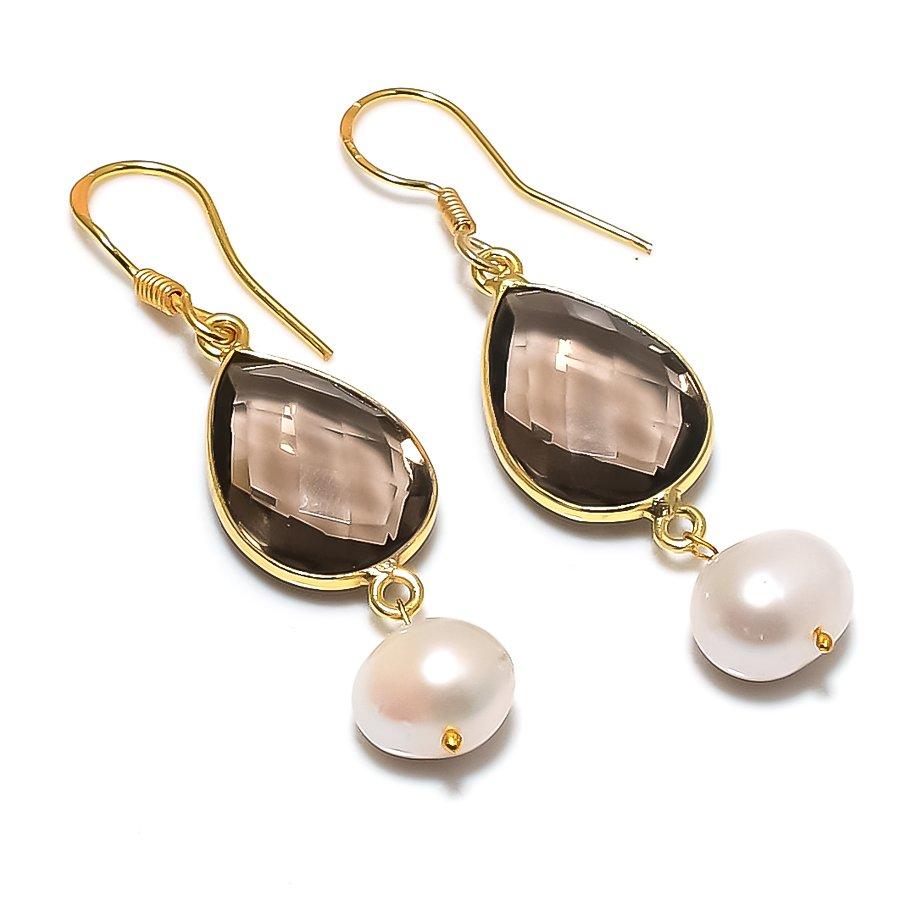 Smoky Topaz, Pearl Gemstone Handmade 925 Sterling Silver Earring 2.09 KJ-1023
Smoky Topaz, Pearl Gemstone Handmade 925 Sterling Silver Earring 2.09 KJ-1023