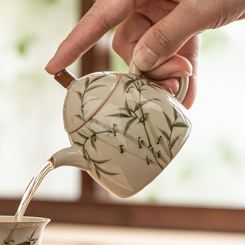 Bamboo Patterned Ceramic Teapot Single Pot Kung Fu Tea Set Teas Maker Filter Kettle Tea Kettle Teas Making Utensils Teaware Tool
Bamboo Patterned Ceramic Teapot Single Pot Kung Fu Tea Set Teas Maker Filter Kettle Tea Kettle Teas Making Utensils Teaware Tool