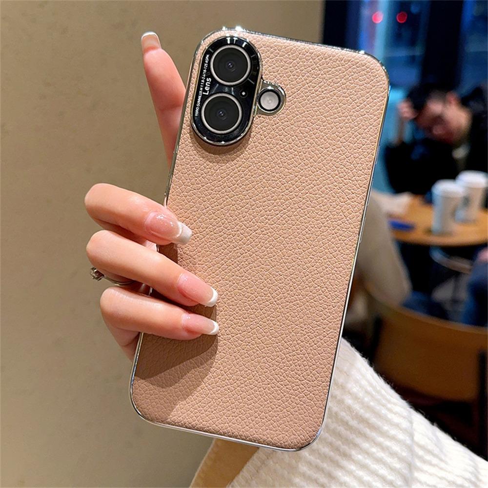 For iPhone 16 Case Electroplating Edge Litchi Texture Leather+PC Phone Cover Pink Coffee
For iPhone 16 Case Electroplating Edge Litchi Texture Leather+PC Phone Cover Pink Coffee