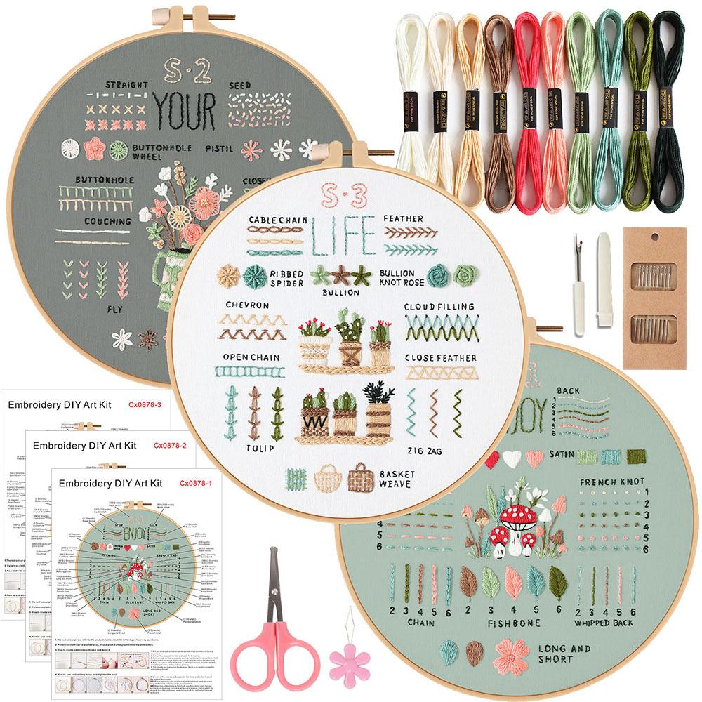 3 Sets Embroidery Kit for Beginners, Embroidery Starter Kit Stitches Practice Kit Stamped Cross Stitch Sets with Tools without hoop
3 Sets Embroidery Kit for Beginners, Embroidery Starter Kit Stitches Practice Kit Stamped Cross Stitch Sets with Tools without hoop