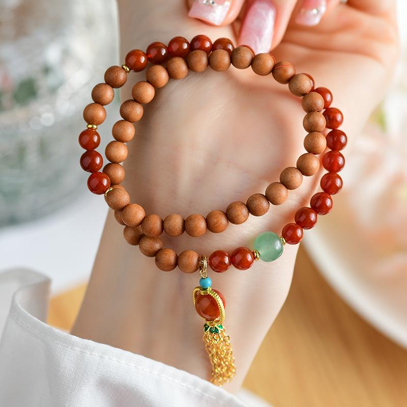 Sandalwood Agate Tassel Bracelet - Chinese Retro Ethnic Style Multi-Circle Hand Accessory
Sandalwood Agate Tassel Bracelet - Chinese Retro Ethnic Style Multi-Circle Hand Accessory