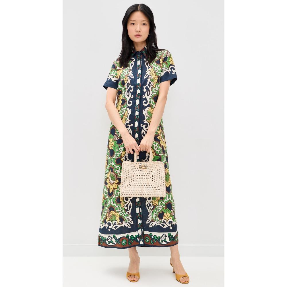 European and American Retro Contrasting Color Printed Shirt Skirt, Lapel Short-sleeved Long Temperament Holiday Dress S зелёный
European and American Retro Contrasting Color Printed Shirt Skirt, Lapel Short-sleeved Long Temperament Holiday Dress S зелёный