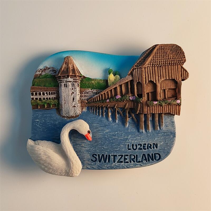 Switzerland Luzern Chapel Bridge swan 3D Stereoscopic Tourism souvenirs Resin painting Decoration home Refrigerator magnets
Switzerland Luzern Chapel Bridge swan 3D Stereoscopic Tourism souvenirs Resin painting Decoration home Refrigerator magnets