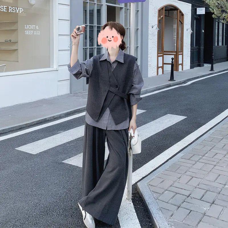 Chic Women s 3-Piece Set: Irregular Vest, Striped Shirt & Wide-Leg Pants for Early Autumn 2026 S for 40-50 kg
Chic Women s 3-Piece Set: Irregular Vest, Striped Shirt & Wide-Leg Pants for Early Autumn 2026 S for 40-50 kg