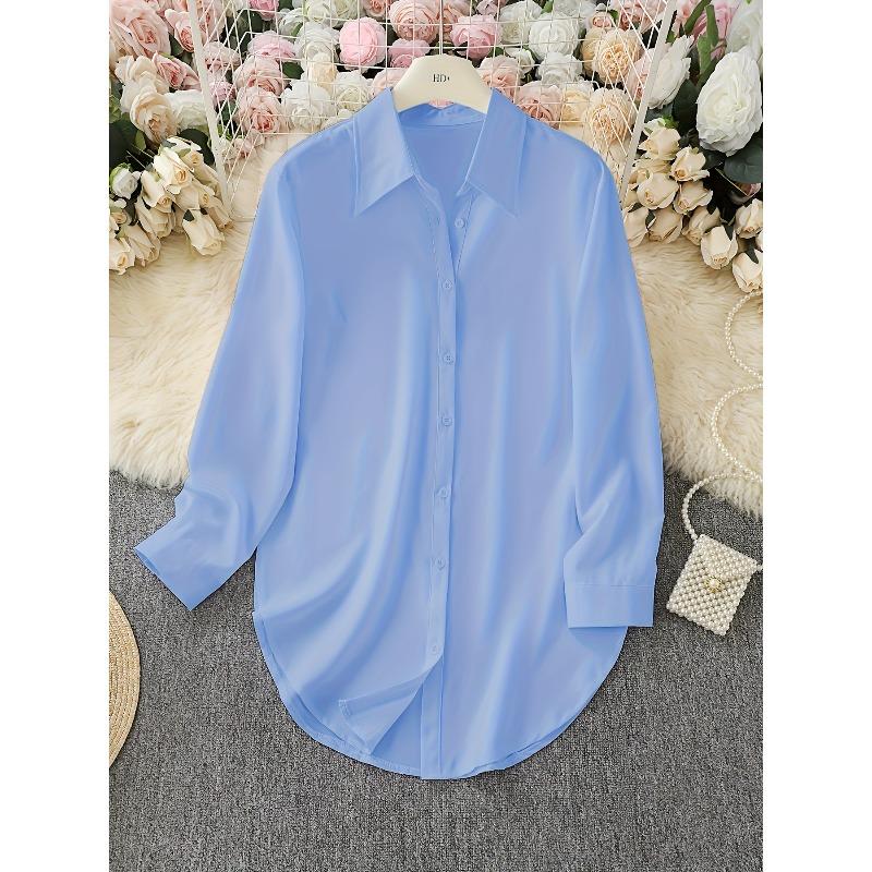 women s Plus Size Solid Color Point Collar Long Sleeve Curved Hem Loose Casual Shirt Blouse 5XL світло-синій колір
women s Plus Size Solid Color Point Collar Long Sleeve Curved Hem Loose Casual Shirt Blouse 5XL світло-синій колір