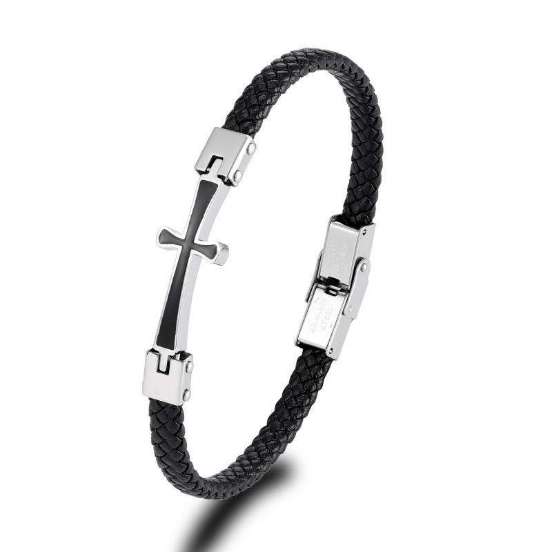 New Black Leather Rope Cross Bracelet Steel Contrasting Stainless Niche Instagram Style Fashionable Versatile Commuting
New Black Leather Rope Cross Bracelet Steel Contrasting Stainless Niche Instagram Style Fashionable Versatile Commuting