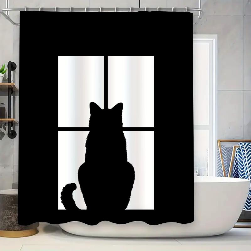 Black Shower Curtain With Window Cat Silhouette Unique Home Decor Item For Bathrooms Size: 72 X 84 Inches W60H190(CM)-1 Pcs
Black Shower Curtain With Window Cat Silhouette Unique Home Decor Item For Bathrooms Size: 72 X 84 Inches W60H190(CM)-1 Pcs
