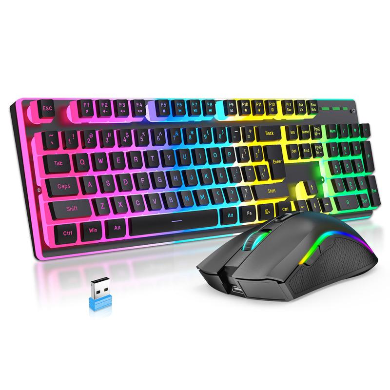 L96 Беспроводная клавиатура мышь Combo RGB цветная подсветка перезаряжаемая 104 клавиши 2.4G беспроводная клавиатура 
L96 Беспроводная клавиатура мышь Combo RGB цветная подсветка перезаряжаемая 104 клавиши 2.4G беспроводная клавиатура