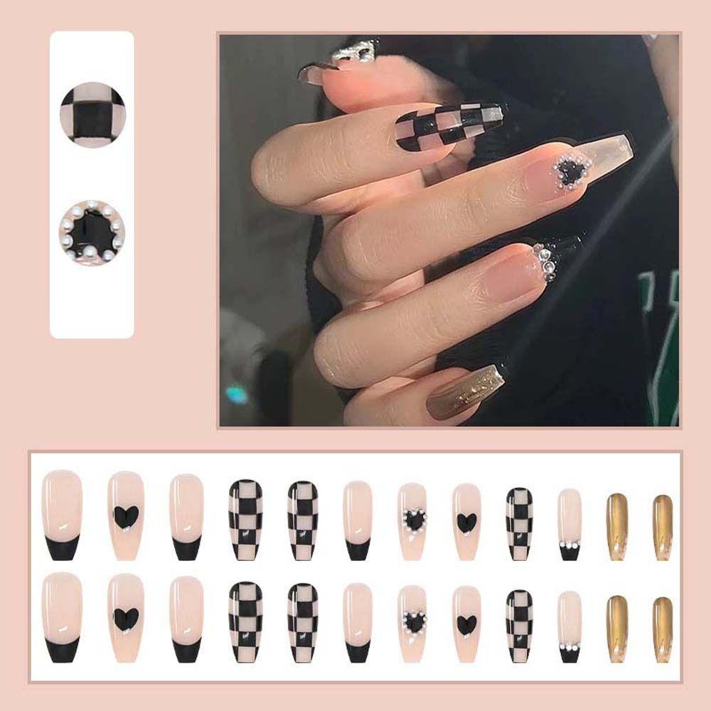 Artificial Nails Blush Fake Nails Full Cover False Nails Checkerboard Fake Nails Nail Decorations A1
Artificial Nails Blush Fake Nails Full Cover False Nails Checkerboard Fake Nails Nail Decorations A1
