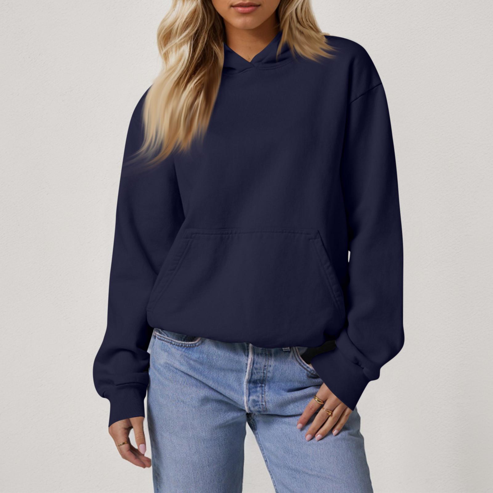 Женские свободные толстовки с длинными рукавами, блузки, повседневные модные однотонные пуловеры, толстовки с капюшоном, топ с карманом S тёмно-синий
Женские свободные толстовки с длинными рукавами, блузки, повседневные модные однотонные пуловеры, толстовки с капюшоном, топ с карманом S тёмно-синий