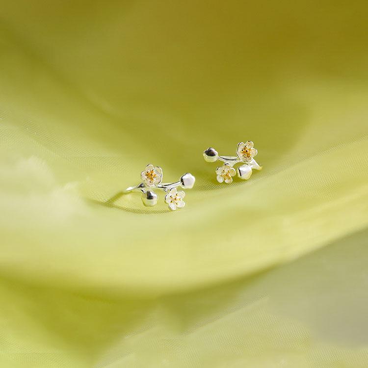 S925 Sterling Silver White Gold-Plated Peach Blossom Drop Earrings - Mori Style Design for Women 925 Silver
S925 Sterling Silver White Gold-Plated Peach Blossom Drop Earrings - Mori Style Design for Women 925 Silver