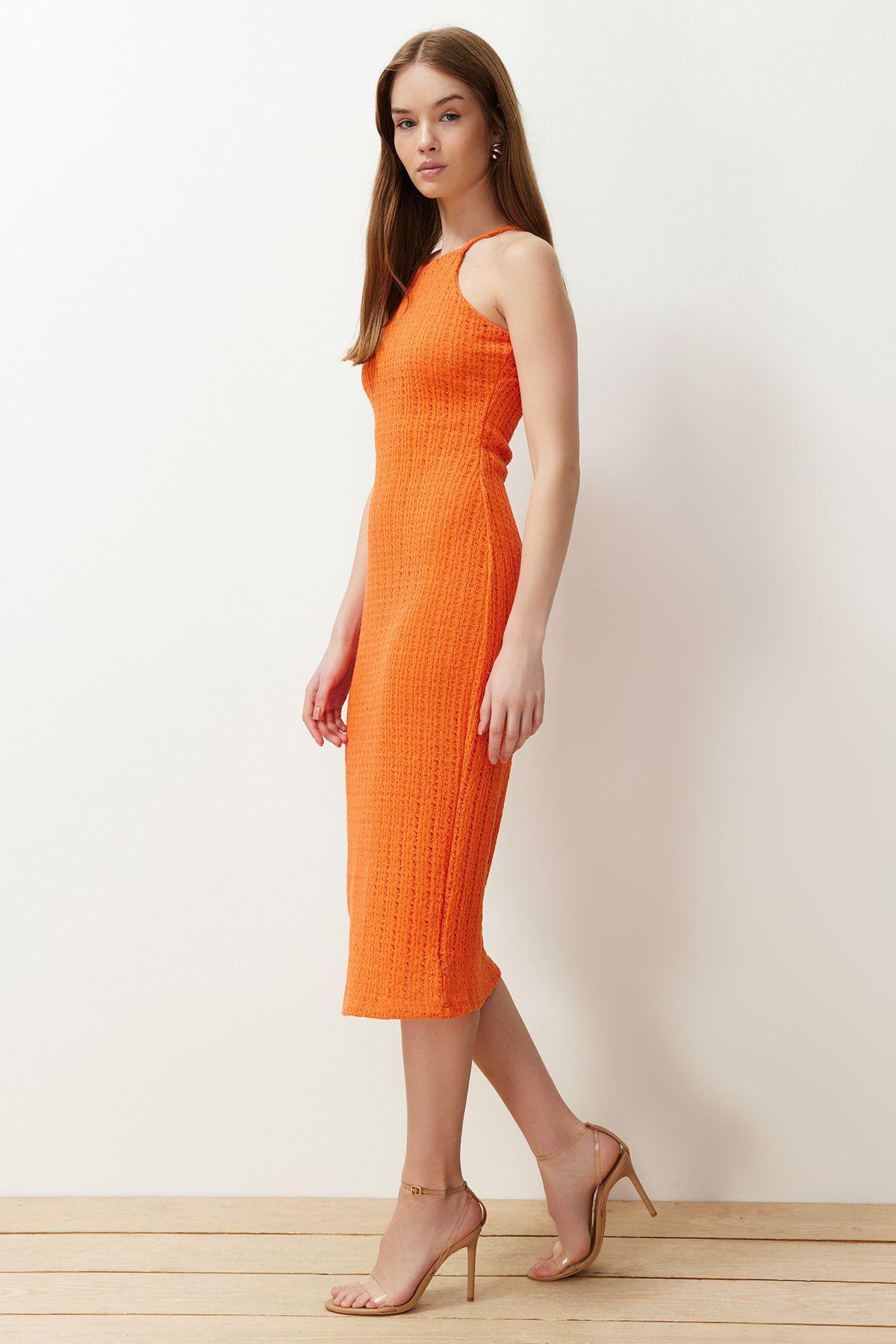 Women s Style Dress Orange Knitwear Look Shift Straight Cut Halter Neck Midi Flexible Knitted Pencil Dress
Women s Style Dress Orange Knitwear Look Shift Straight Cut Halter Neck Midi Flexible Knitted Pencil Dress