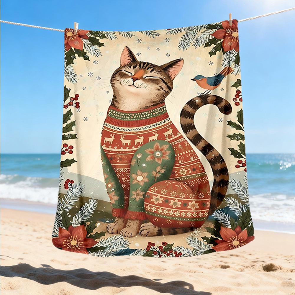 1pc Christmas sweater cat Outdoor Flannel Blanket Soft All Season Polyester Throw , Perfect for Picnics & Travel , Picnic Accessory 80x120cm
1pc Christmas sweater cat Outdoor Flannel Blanket Soft All Season Polyester Throw , Perfect for Picnics & Travel , Picnic Accessory 80x120cm