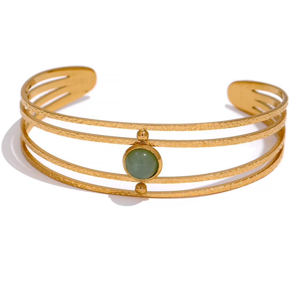 Yhpup Open Bracelet Bangle Arm Jewelry Women Boho Golden Waterproof Green Stone Summer Charm Stainless Steel Bracelet Gift
Yhpup Open Bracelet Bangle Arm Jewelry Women Boho Golden Waterproof Green Stone Summer Charm Stainless Steel Bracelet Gift