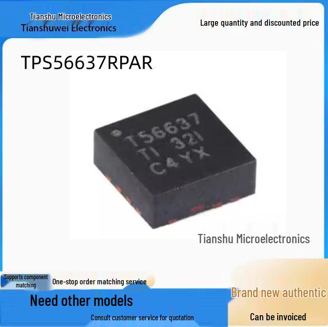 TPS56637RPAR VQFN-10 Buck Converter, 4.5V-28V, 6A, ULQ-Mode
TPS56637RPAR VQFN-10 Buck Converter, 4.5V-28V, 6A, ULQ-Mode