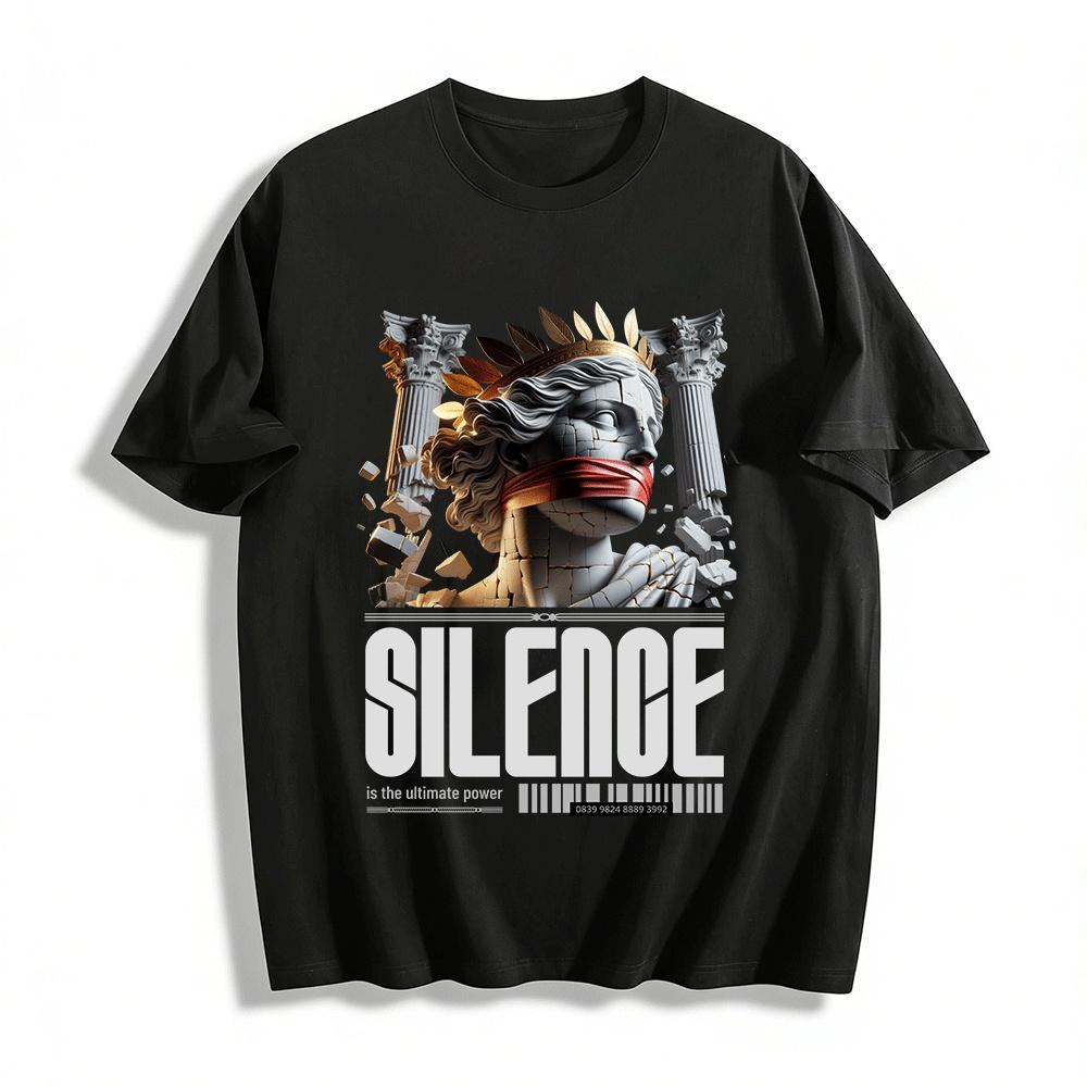 Silence Is Power Vintage Statue Print Casual Loose Fit Tee Pure cotton T-shirt XXS
Silence Is Power Vintage Statue Print Casual Loose Fit Tee Pure cotton T-shirt XXS