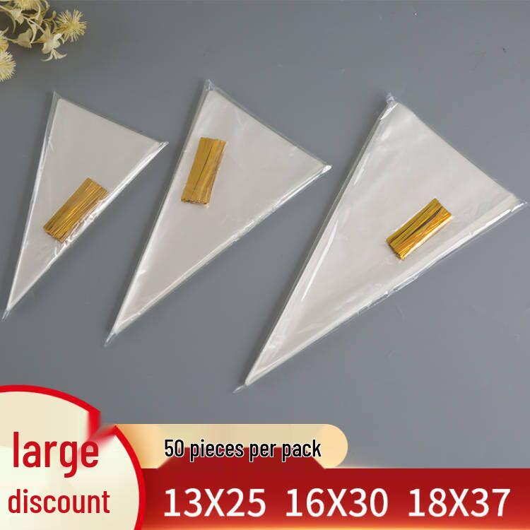 OPP Transparent Triangle Candy & Ice Cream Cone Packaging Bags (50 pcs), In Stock 5 silk*13x25 (50 pcs) with tie
OPP Transparent Triangle Candy & Ice Cream Cone Packaging Bags (50 pcs), In Stock 5 silk*13x25 (50 pcs) with tie