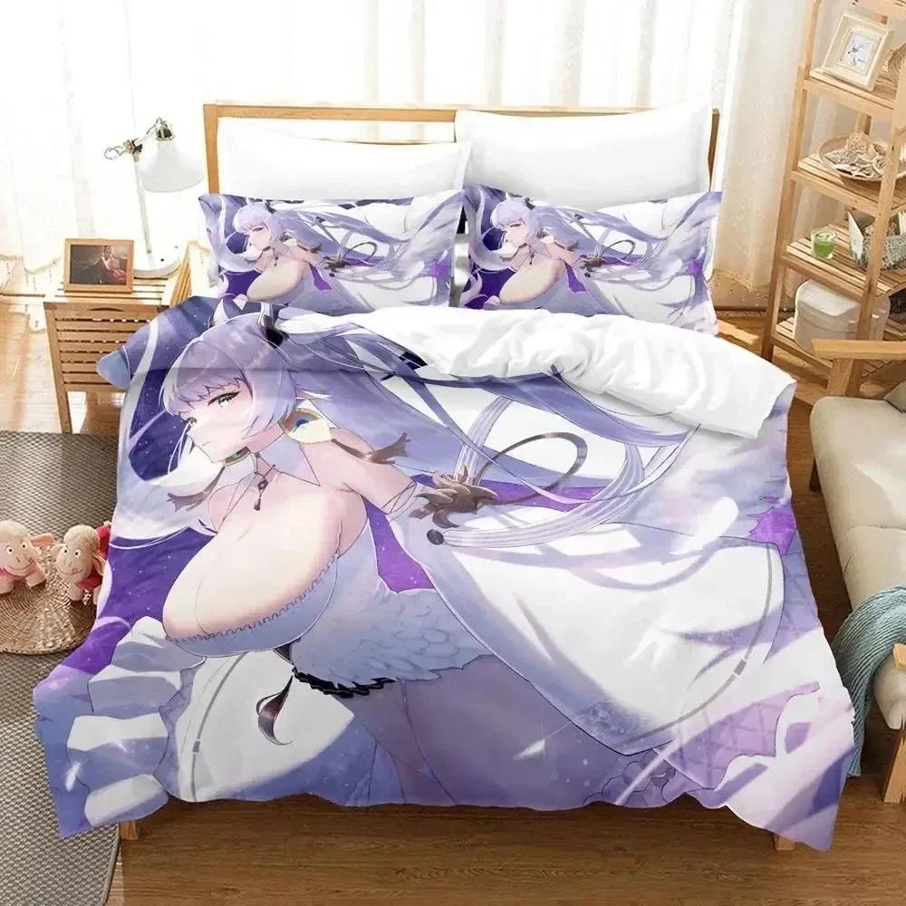 Аниме Echocalypse Игра Принт Комплект для кровати Пододеяльник Наволочка Постельное белье Постельное белье Простыня Покрывало Полный Двуспальный Кинг-сайз 70x133cm 2pcs