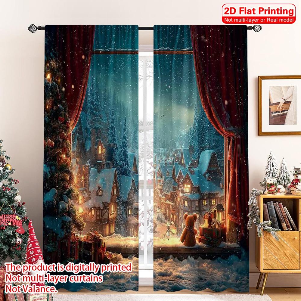 Set Of 2 Flat Printing Merry Christmas Popular Curtains Winter Scene Versatile Fabric Without Electricity Holiday Decorations Use Curtain Polyester W100*H70(CM)-Grommet top&1PCS
Set Of 2 Flat Printing Merry Christmas Popular Curtains Winter Scene Versatile Fabric Without Electricity Holiday Decorations Use Curtain Polyester W100*H70(CM)-Grommet top&1PCS