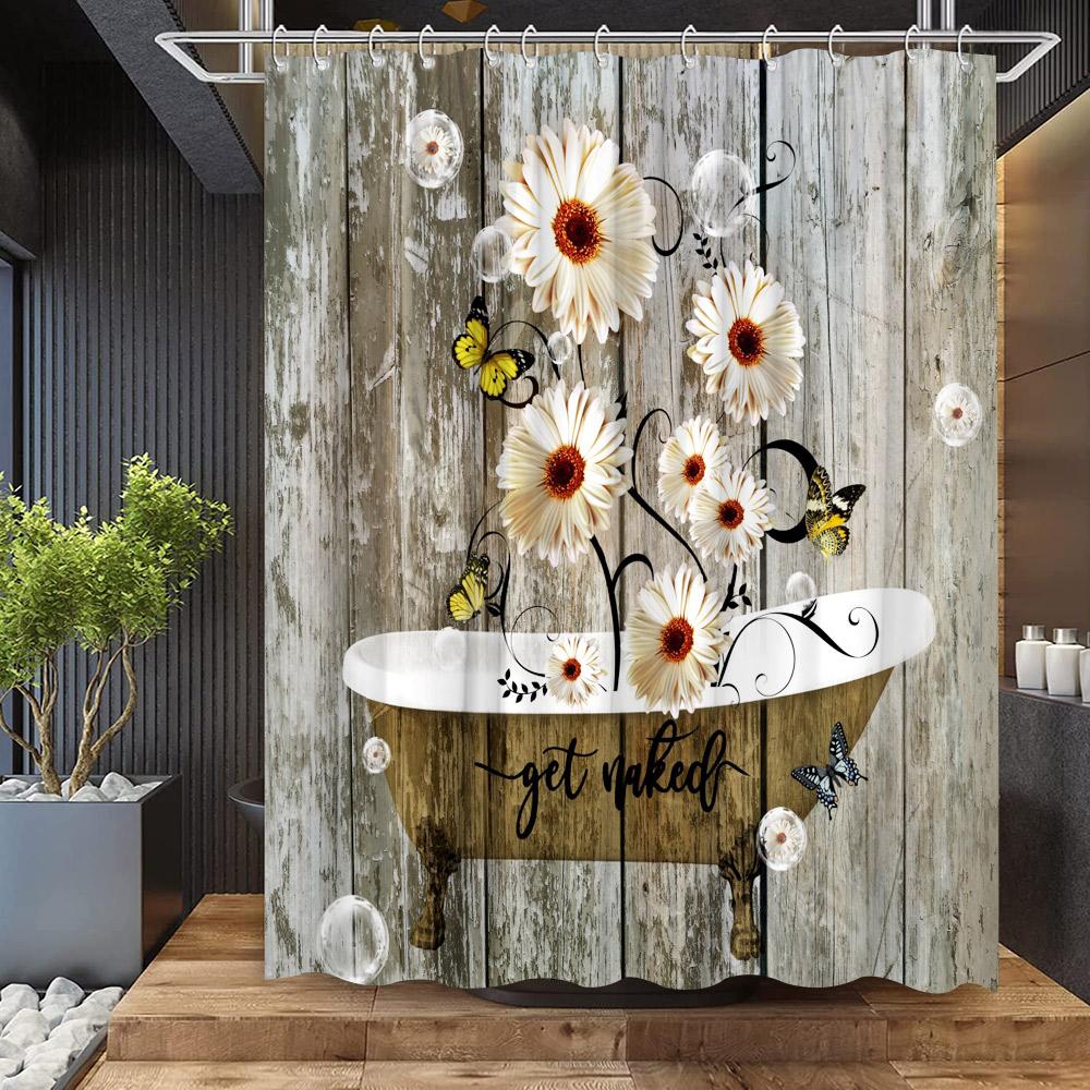 Flower Rustic Wood Shower Curtain Butterfly Plank Vintage Daisy Farm Farmhouse Floral Dahlia Barn Board Sunflower Bathroom Decor W60H190(CM)-1 Pcs
Flower Rustic Wood Shower Curtain Butterfly Plank Vintage Daisy Farm Farmhouse Floral Dahlia Barn Board Sunflower Bathroom Decor W60H190(CM)-1 Pcs