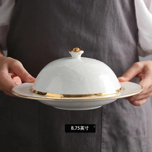 10 Inch Round Ceramic High-end Dinner Plate with Golden Stroke and Cover Steak Plate Hotel Western Restaurant Tableware Supplies
10 Inch Round Ceramic High-end Dinner Plate with Golden Stroke and Cover Steak Plate Hotel Western Restaurant Tableware Supplies