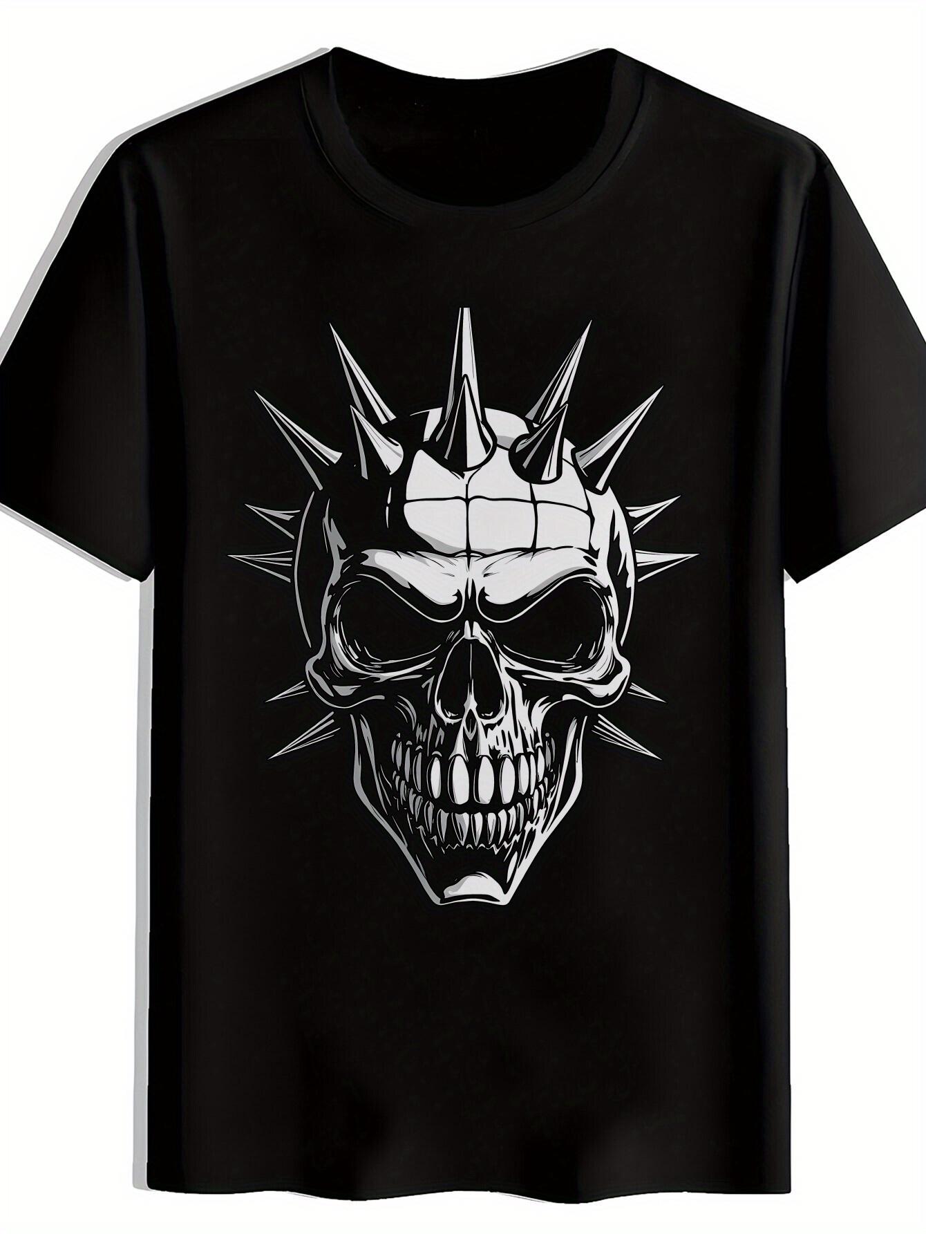 Vintage Rock Band Graphic T-shirt - Black with White Skull & Spikes Design XL
Vintage Rock Band Graphic T-shirt - Black with White Skull & Spikes Design XL
