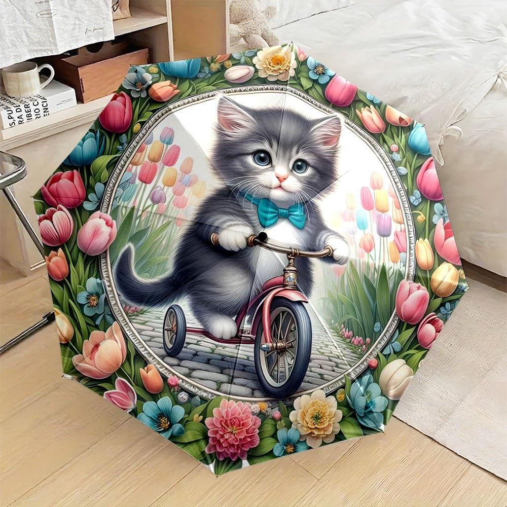 Open/Close Cute Gray Cat Umbrella with Kitten Riding Tricycle & Tulips - 8-Rib Compact Folding Umbrella,, - Portable Travel Um (as the picture,Iron&8K)
Open/Close Cute Gray Cat Umbrella with Kitten Riding Tricycle & Tulips - 8-Rib Compact Folding Umbrella,, - Portable Travel Um (as the picture,Iron&8K)