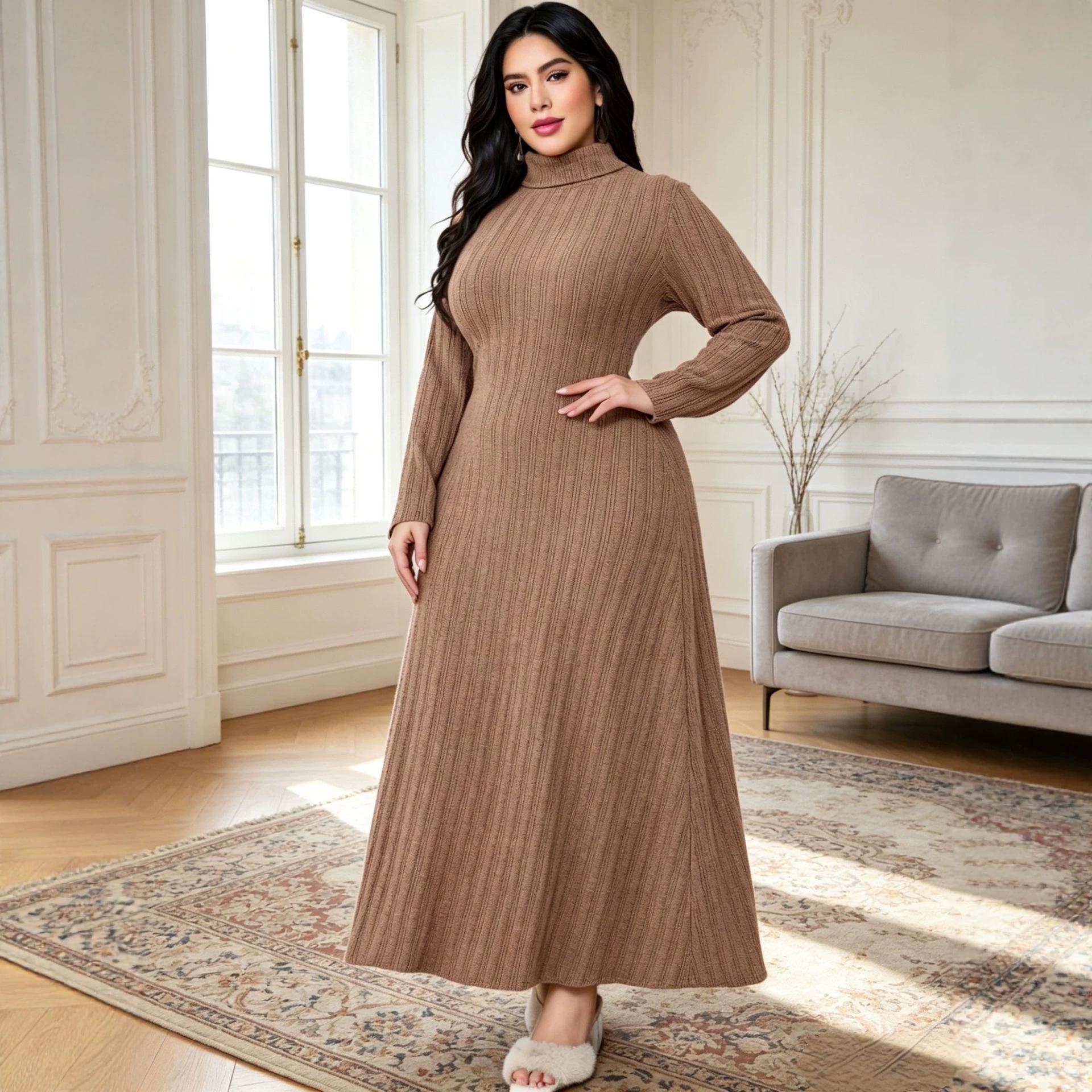 Middle Eastern Style Plus Size Long Sleeve High Neck Slim Fit Elegant Home Dress 3XL хакі
Middle Eastern Style Plus Size Long Sleeve High Neck Slim Fit Elegant Home Dress 3XL хакі