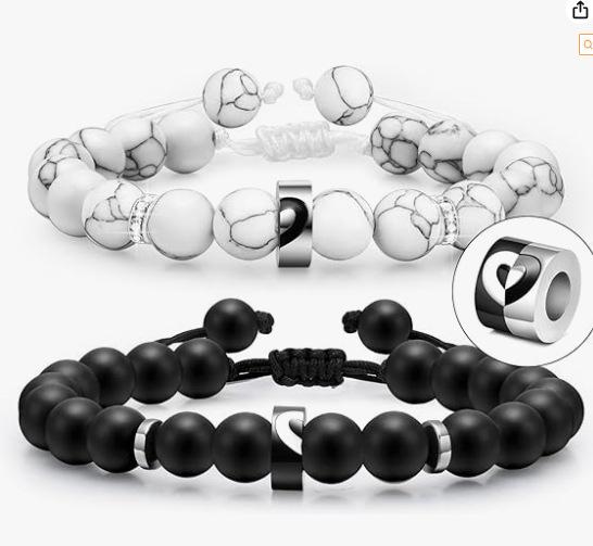 Frosted black turquoise bracelet set, holiday gift, love bracelet, lettering, black and white steel ring, couple bracelet.
Frosted black turquoise bracelet set, holiday gift, love bracelet, lettering, black and white steel ring, couple bracelet.