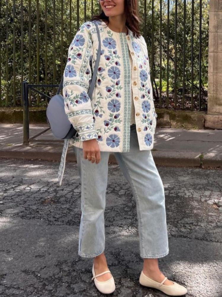 Elegant Floral Print Women Cotton Jacket Autumn Winter Fashion Belted Coat Long Sleeves Single Breasted O Neck Streetwear New Lady L синій
Elegant Floral Print Women Cotton Jacket Autumn Winter Fashion Belted Coat Long Sleeves Single Breasted O Neck Streetwear New Lady L синій
