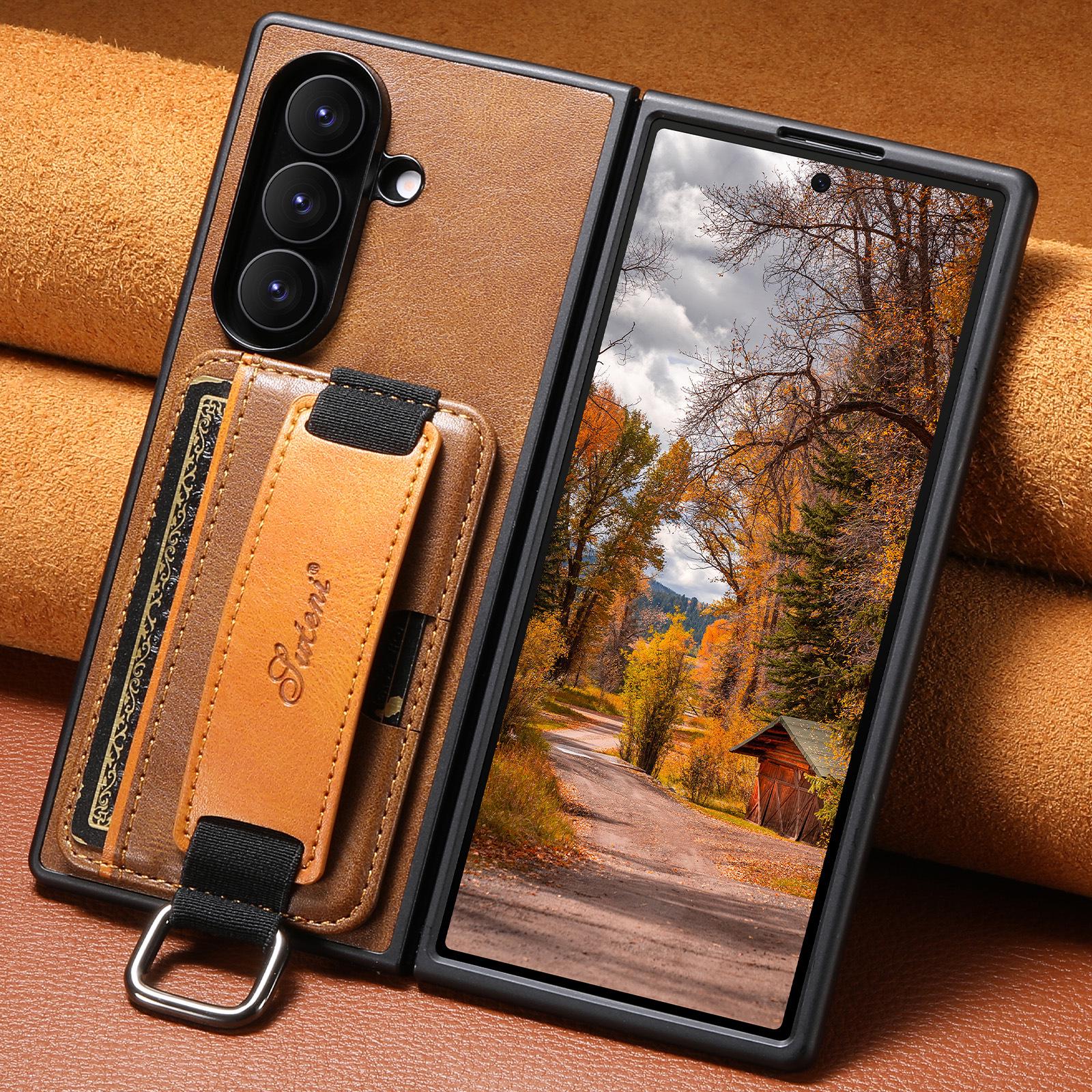 Кожаный чехол SUTENI для Samsung Z Fold 7/6/5 с ремешком на запястье, кольцом-держателем, слотом для карт и подставкой Samsung Z Fold 6
Кожаный чехол SUTENI для Samsung Z Fold 7/6/5 с ремешком на запястье, кольцом-держателем, слотом для карт и подставкой Samsung Z Fold 6