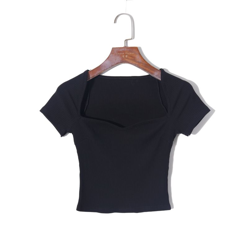 2025 Summer Women s Clothing K-style Minimalist Pure Color Elegance Square Collar Pullover Short Sleeve Silm Stretch Plaid Short T-shirt
2025 Summer Women s Clothing K-style Minimalist Pure Color Elegance Square Collar Pullover Short Sleeve Silm Stretch Plaid Short T-shirt