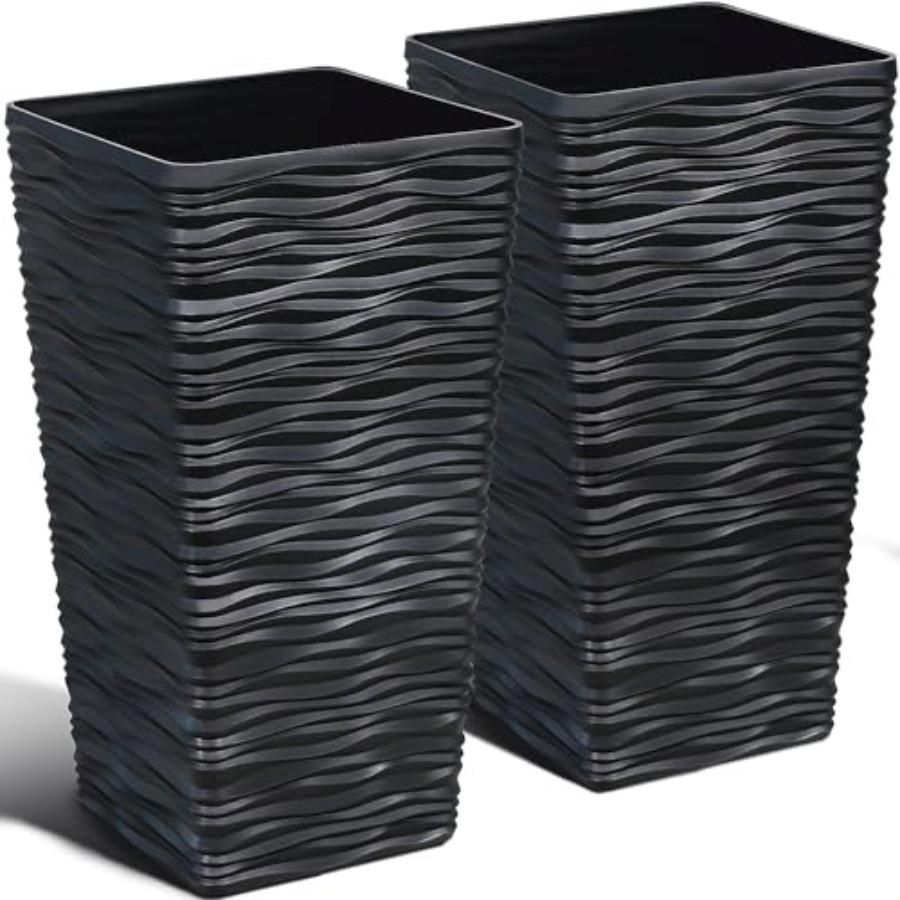Garden 2-Pack Black Tall Planter - Plastic Square Tapered Tree Plant Pots with Drainage Hole for Indoor Outdoor - 22 H Modern W United States
Garden 2-Pack Black Tall Planter - Plastic Square Tapered Tree Plant Pots with Drainage Hole for Indoor Outdoor - 22 H Modern W United States