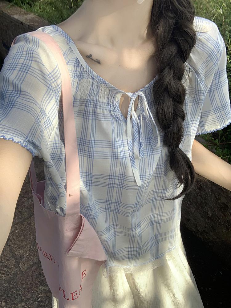 Летняя ретро универсальная кружевная блузка с клетчатыми бретелями, маленький топ L
Летняя ретро универсальная кружевная блузка с клетчатыми бретелями, маленький топ L