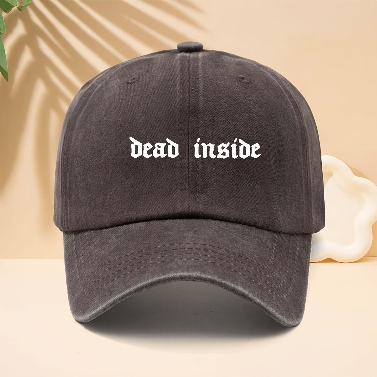 American Retro Old Gothic Style Baseball Cap with Dead Inside Pattern Printed on It
American Retro Old Gothic Style Baseball Cap with Dead Inside Pattern Printed on It